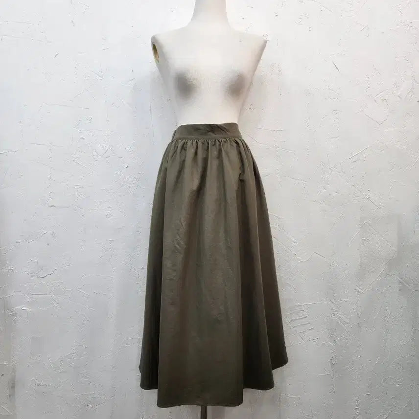[BUNJANG] Khaki Banding Long Skirt / 카키색 밴딩 롱 스커트