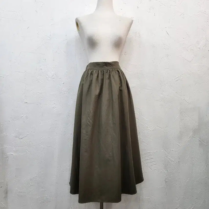 [BUNJANG] Khaki Banding Long Skirt / 카키색 밴딩 롱 스커트