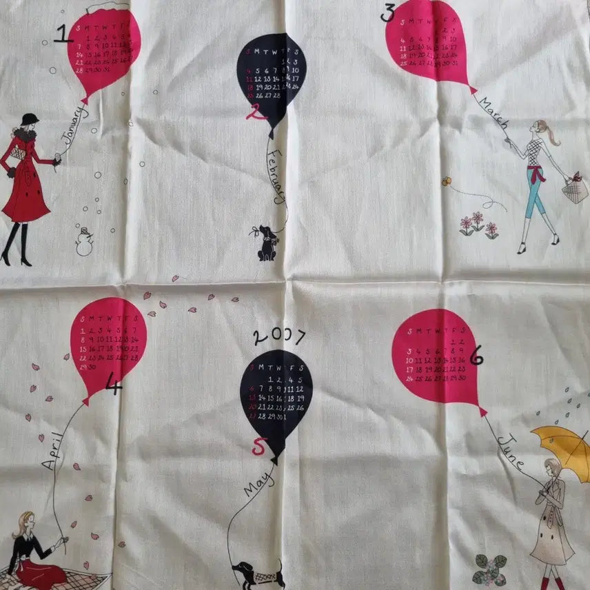 [BUNJANG] Burberry 2007 Calendar Silk-Feel Cotton Bandana Scarf / 일본수입 버버리 2007년 캘린더 손수건겸 쁘띠스카프