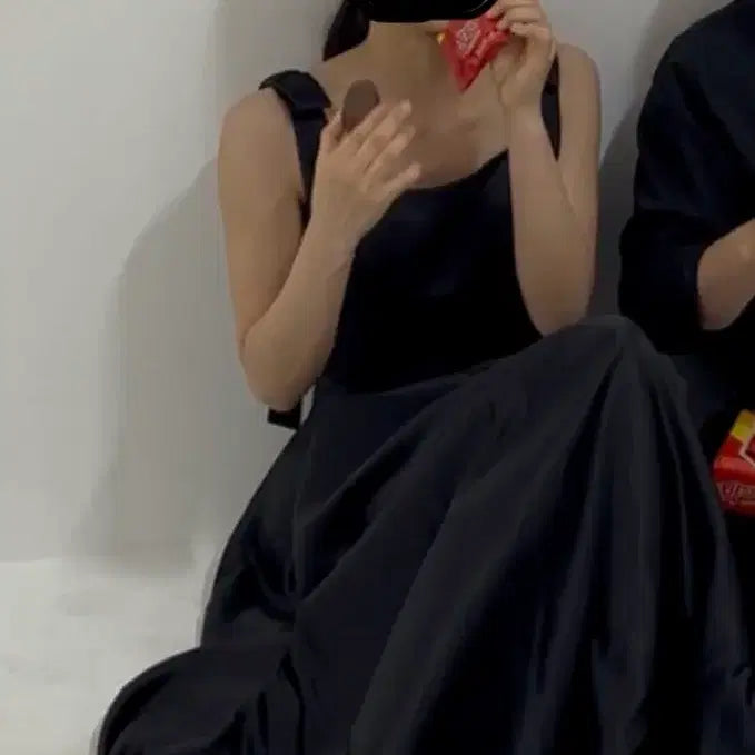 [BUNJANG] Black Ribbon Long Dress (Wedding Dress) / 블랙 리본 롱 드레스(웨딩드레스)