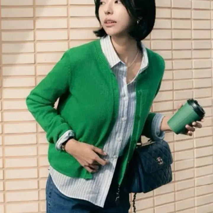 [BUNJANG] The Edge Green Wool Cardigan / 더엣지 그린컬러 카디건