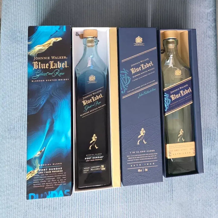 [BUNJANG] Johnnie Walker Blue Label Ghost and Rare Port Dundas Empty Bottle with Case / 조니워커 위스키 공병 일괄