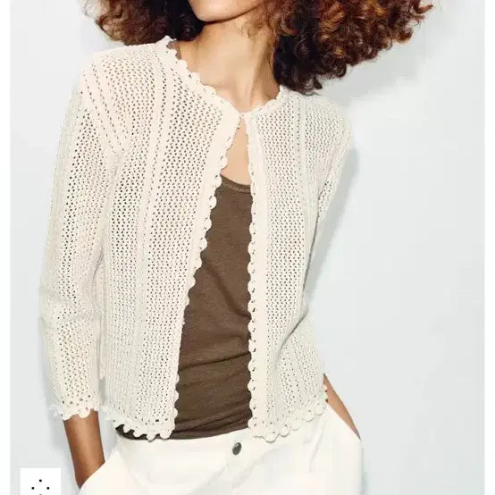 [BUNJANG] Pointelle Knit Cardigan Ivory / 포인텔 니트 가디건 아이보리