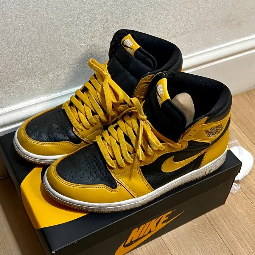 [BUNJANG] Nike Air Jordan 1 Retro High OG Fallen "Black and Gold" US 9 / (270/풀박스) 나이키 에어조던1 레트로 하이 OG 폴른 검노