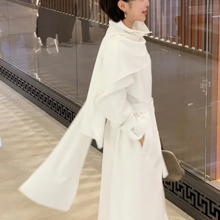[BUNJANG] Around Yull Muffler Trench Coat White / 어라운드율 머플러트렌치코트 화이트컬러