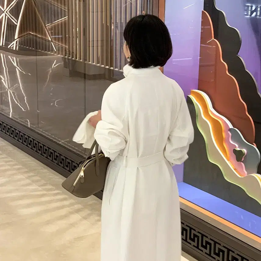 [BUNJANG] Around Yull Muffler Trench Coat White / 어라운드율 머플러트렌치코트 화이트컬러