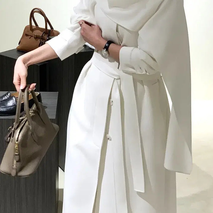 [BUNJANG] Around Yull Muffler Trench Coat White / 어라운드율 머플러트렌치코트 화이트컬러