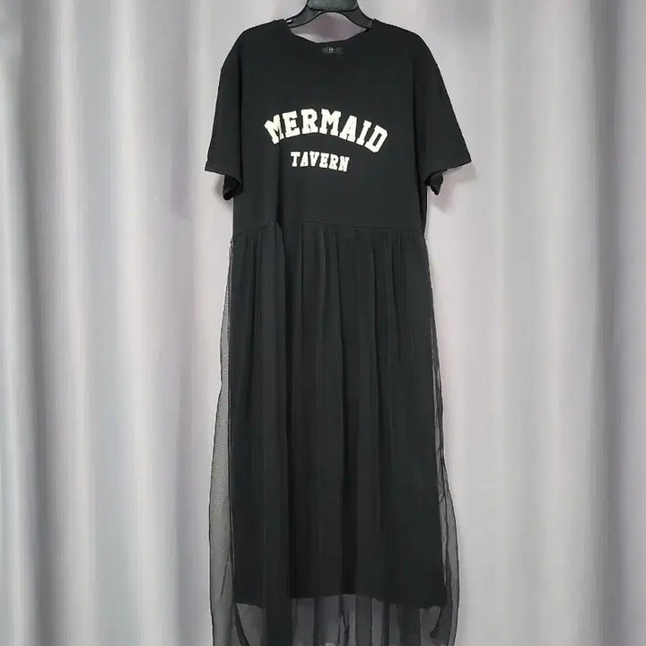 [SOLD OUT] 레터링 면 튤 원피스