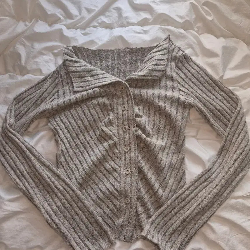[BUNJANG] Ribbed Knit Cardigan - Ivory / 골지 니트 가디건 아이보리