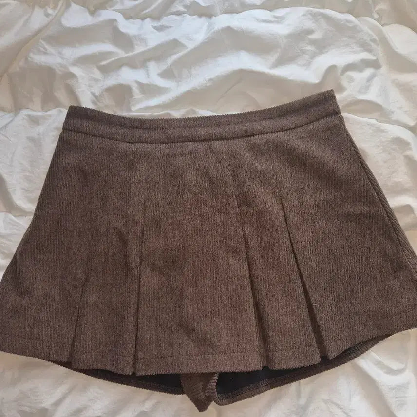 [BUNJANG] Corduroy Pleated Mini Skirt Brown / 코듀로이 플리츠 스커트 브라운