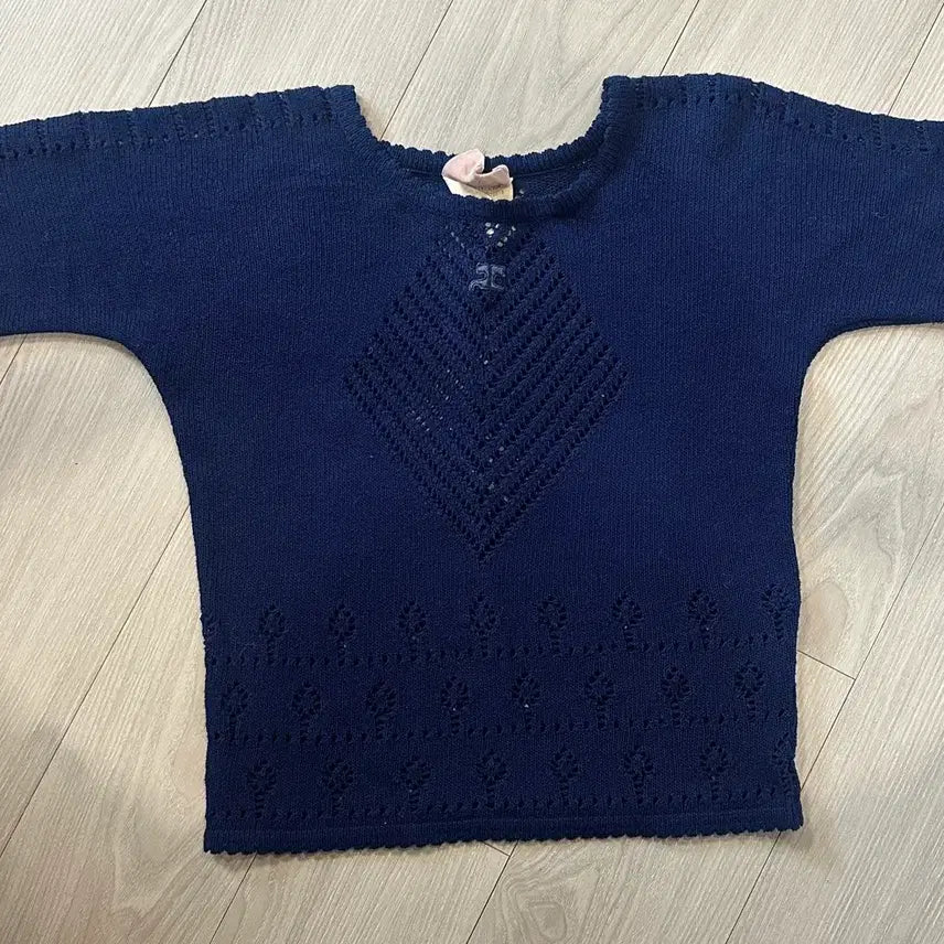[BUNJANG] Vintage Courrèges Crochet Short Sleeve Knit / 빈티지 꾸레쥬 크로쉐 반팔 니트