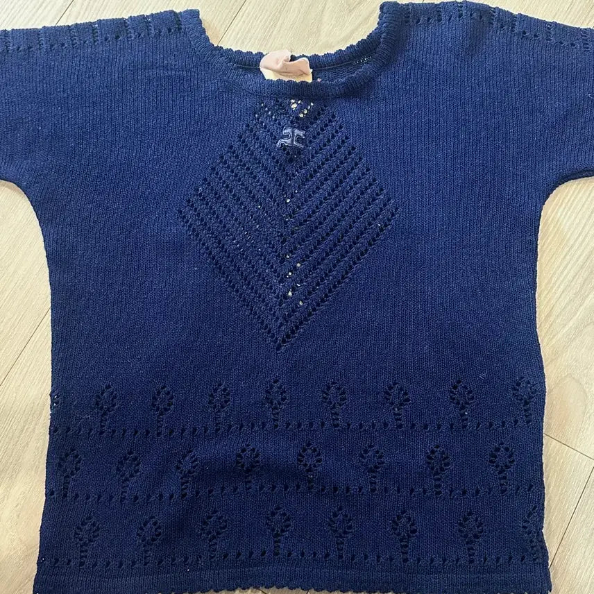 [BUNJANG] Vintage Courrèges Crochet Short Sleeve Knit / 빈티지 꾸레쥬 크로쉐 반팔 니트