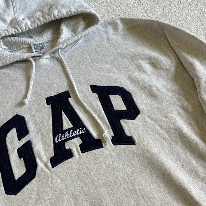 [BUNJANG] GAP Athletic Melange Oatmeal Big Logo Hoodie L / 갭 GAP 애슬레틱 멜란지 오트밀 빅로고 오버핏 후드티