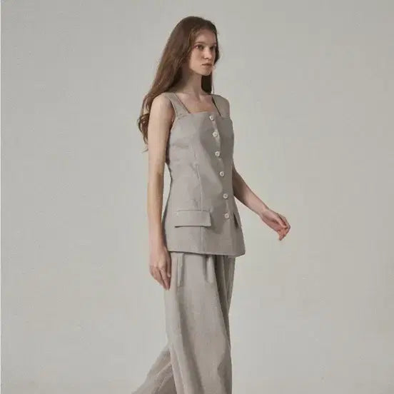 [BUNJANG] G.ED Square Neck Two-Piece Set Mint Grey / 게드 스퀘어넥 셋업 투피스 민트그레이