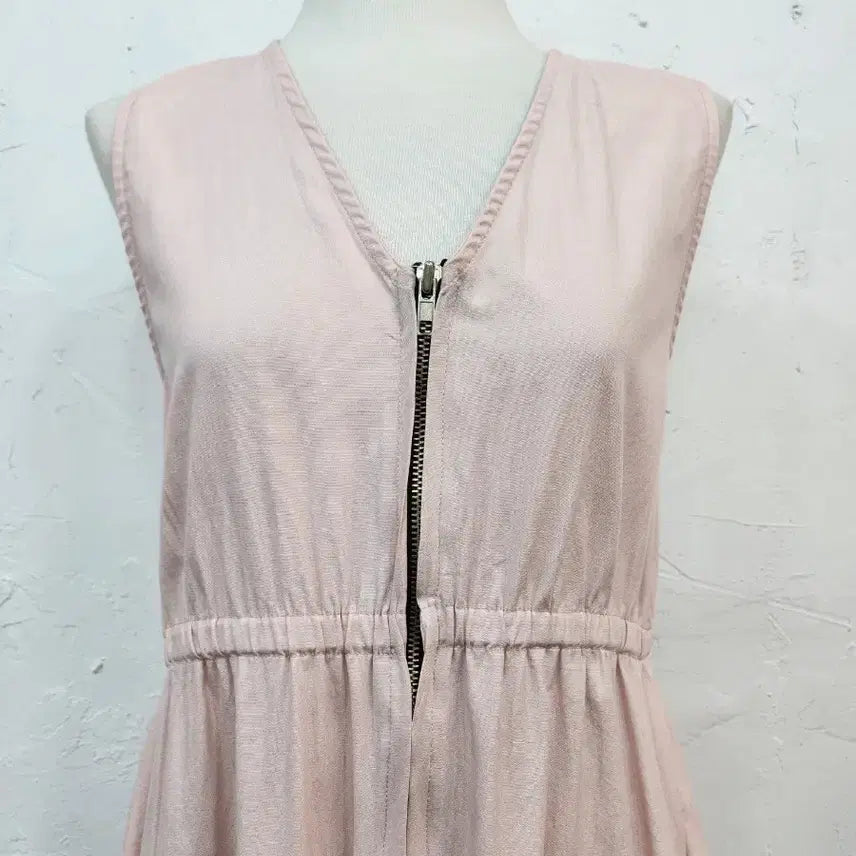 [BUNJANG] Zip-Up Long One-Piece Dress / 핑크색 롱 원피스 집업 디자인
