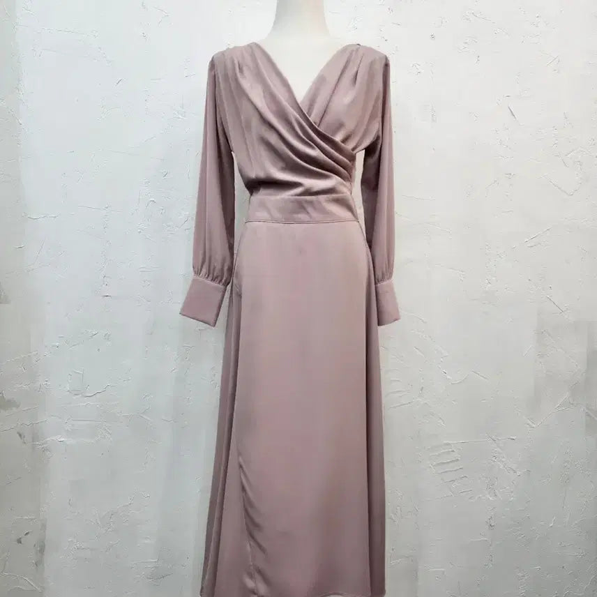 [BUNJANG] Wrap Style Long Dress Pink / 랩 스타일 롱 원피스 핑크