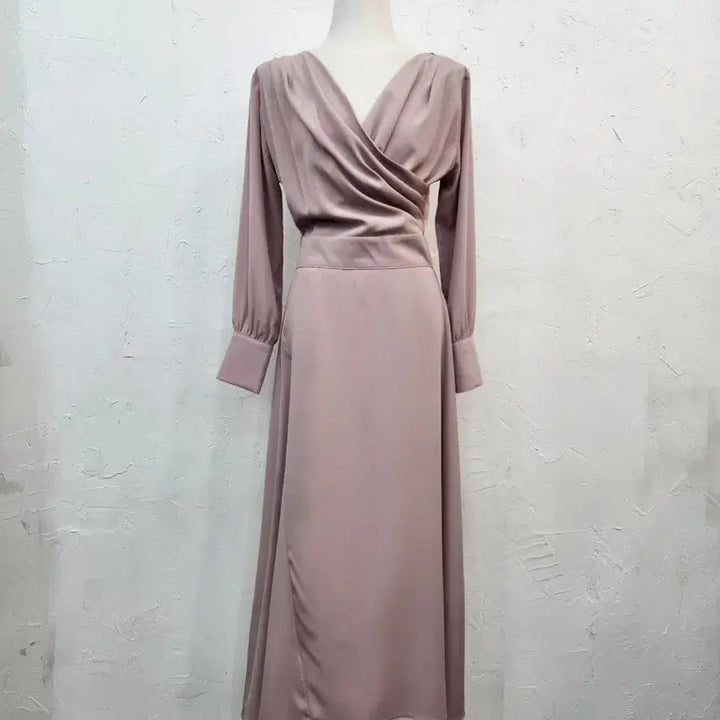 [BUNJANG] Wrap Style Long Dress Pink / 랩 스타일 롱 원피스 핑크