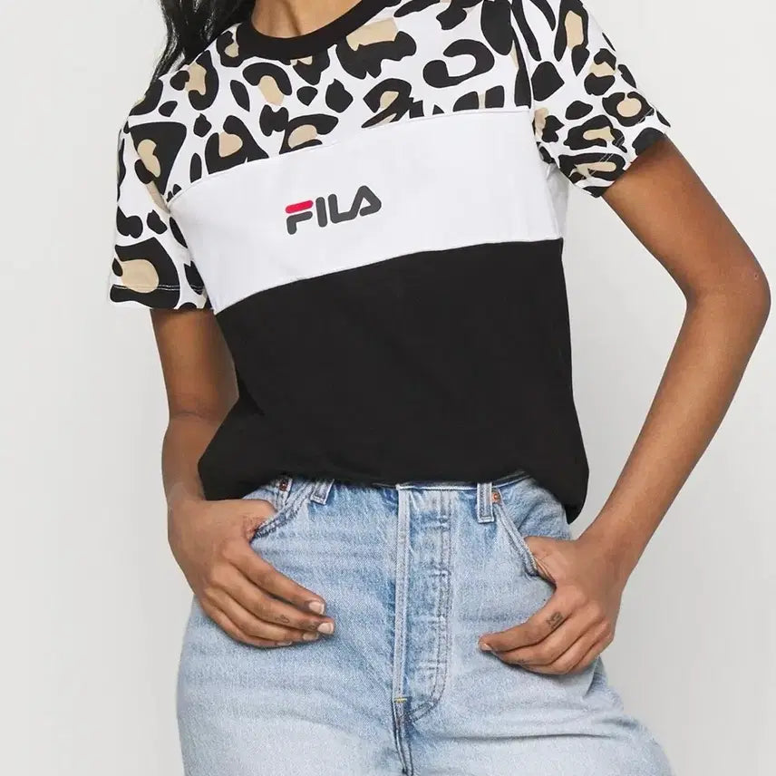 [BUNJANG] Fila Leopard Print T-Shirt Size S / 휠라 티셔츠 호피 S사이즈