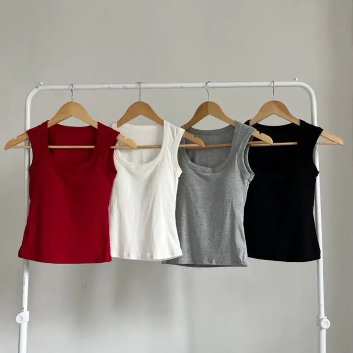 [BUNJANG] Sleeveless Bra Top with Built-in Cups (White) / 커버업 민소매 슬리브리스 캡내장 브라탑 흰색