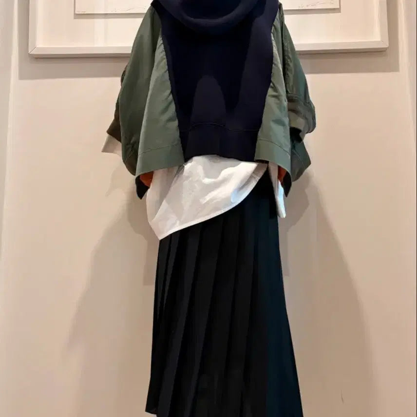 [BUNJANG] Sacai Suiting Asymmetric Pleated Skirt / Sacai 사카이 수팅 언발 플리츠 스커트 / 시그니처