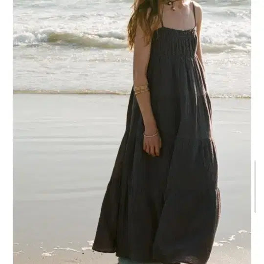 [BUNJANG] Zara Chiffon Cotton Long Dress / 자라 시폰코튼 롱원피스