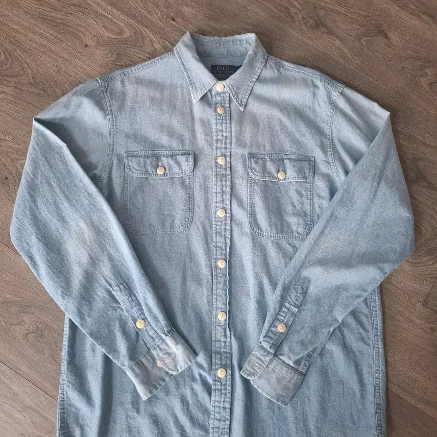 [BUNJANG] Ralph Lauren Chambray Denim Shirt Eagle Print L / L 폴로 신형 랄프로렌 독수리프린팅 샴브레이 데님 셔츠 남방