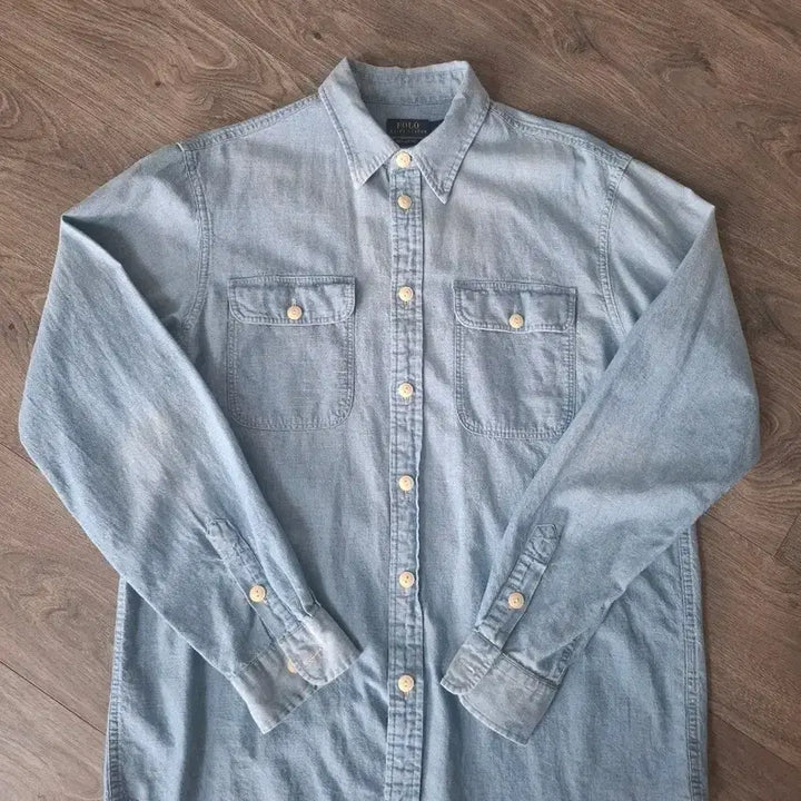 [BUNJANG] Ralph Lauren Chambray Denim Shirt Eagle Print L / L 폴로 신형 랄프로렌 독수리프린팅 샴브레이 데님 셔츠 남방