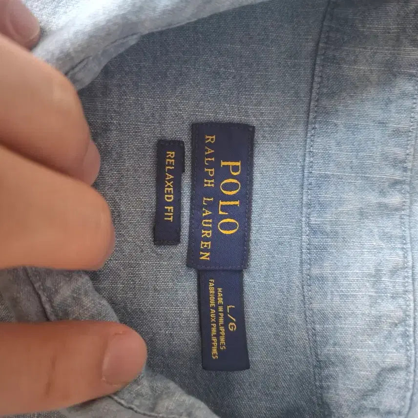 [BUNJANG] Ralph Lauren Chambray Denim Shirt Eagle Print L / L 폴로 신형 랄프로렌 독수리프린팅 샴브레이 데님 셔츠 남방