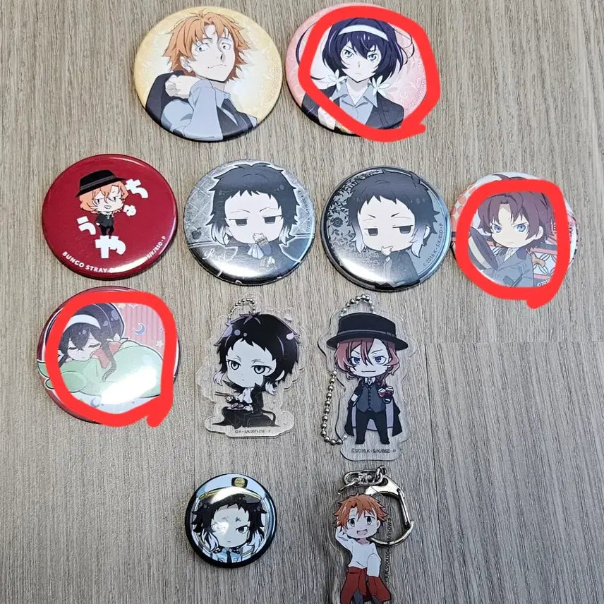 [BUNJANG] Bungo Stray Dogs Tin Badge &amp; Keychain Set / 문호 스트레이독스 캔뱃지, 키링