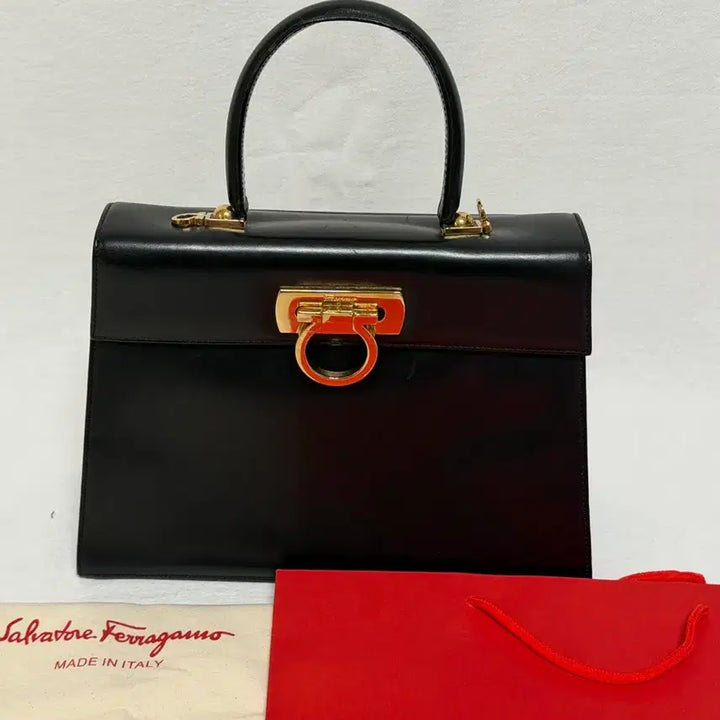 [BUNJANG] Ferragamo Original Black Medium Top Handle Tote Bag / 정품 페라가모 탑핸들백 블랙 미디움 핸드백 차장원백 토트백