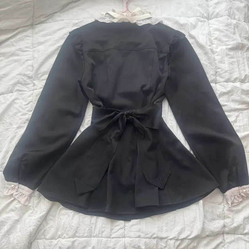 [BUNJANG] Secret Honey Ribbon Ruffle Setup Long Sleeve / 포함값) 시크릿허니 리본 러플 셋업 긴팔 시허니 지뢰계 양산형 리즈리사