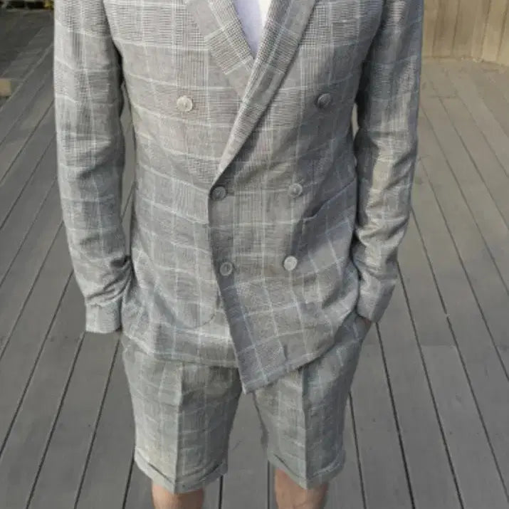 [BUNJANG] Arena Homme Linen Glen Check Double Jacket Set / 아레나옴므 린넨 글렌체크 더블자켓 세트 100-103 / 30-31