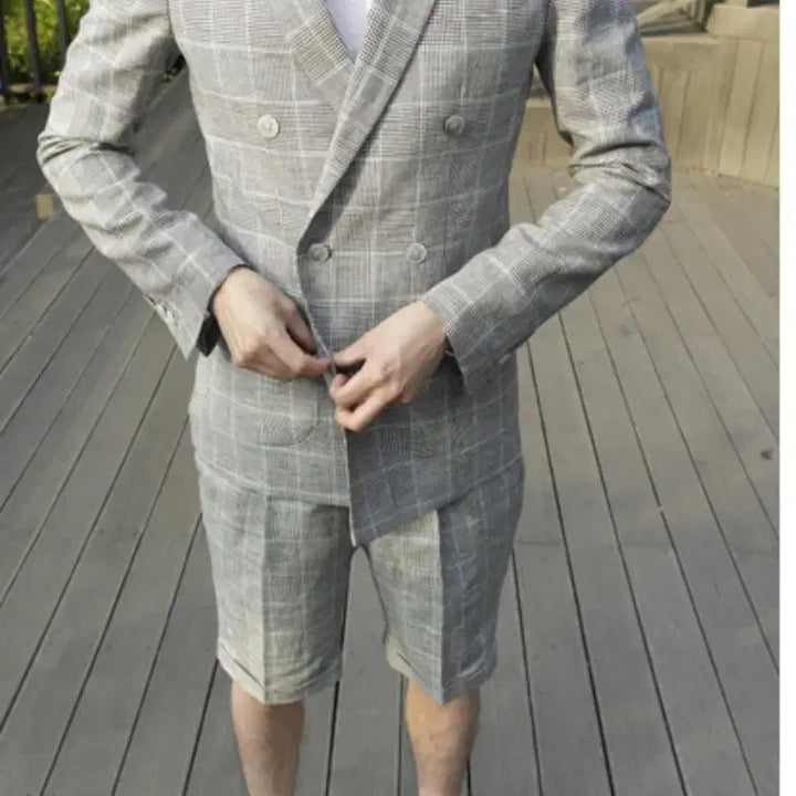 [BUNJANG] Arena Homme Linen Glen Check Double Jacket Set / 아레나옴므 린넨 글렌체크 더블자켓 세트 100-103 / 30-31