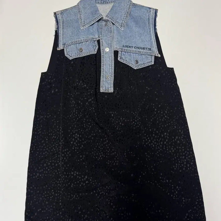 [BUNJANG] Lucky Chouette Denim Sleeveless Long Dress / 여성 럭키슈에뜨 데님 포인트 슬리브리스 롱 원피스 36