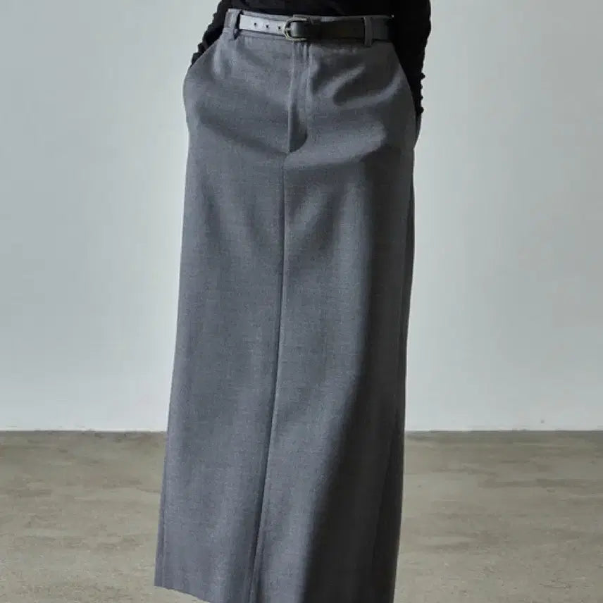 [BUNJANG] Facade Pattern Timeless Maxi Skirt Charcoal M / 파사드패턴 타임리스 맥시스커트 차콜 M