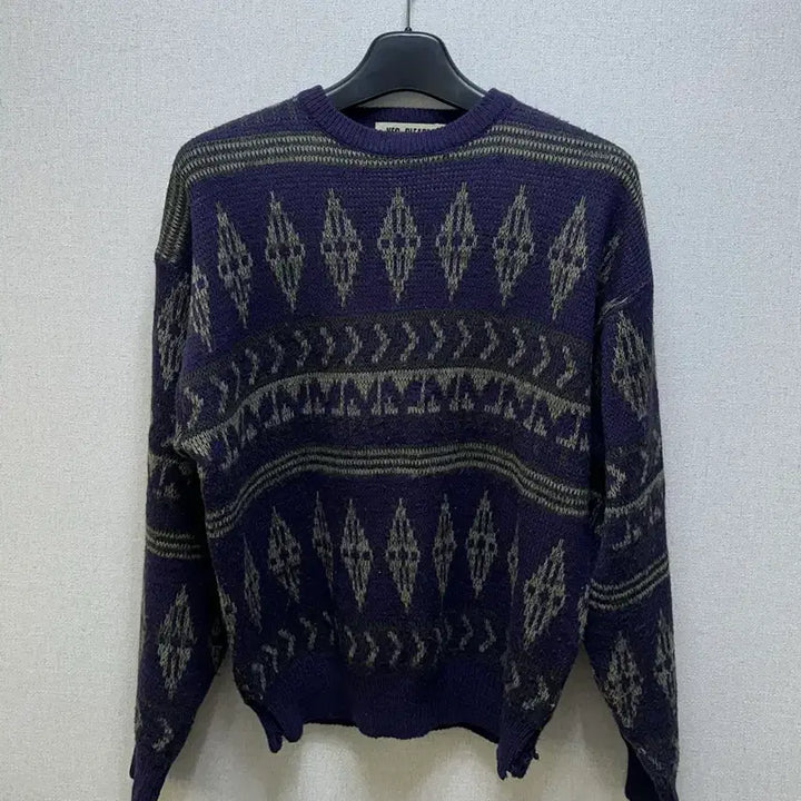 [BUNJANG] Vintage Nordic Jacquard Knit Deep Purple / 빈티지 그런지 노르딕 자카드 니트 딥퍼플