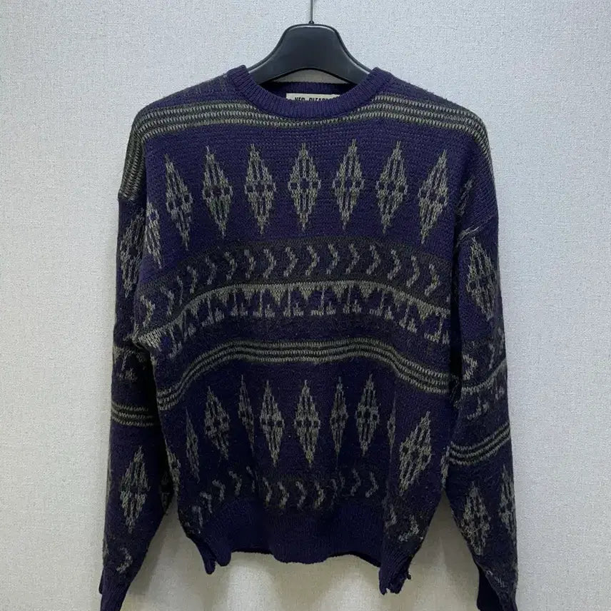 [BUNJANG] Vintage Nordic Jacquard Knit Deep Purple / 빈티지 그런지 노르딕 자카드 니트 딥퍼플