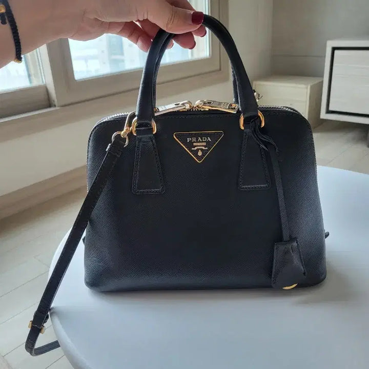 [BUNJANG] Prada Saffiano Lux Promenade Black Tote Shoulder Bag / 프라다 사피아노 럭스 프롬나드 블랙 토트 숄더백