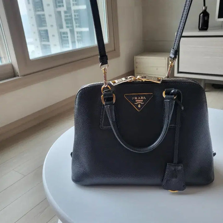 [BUNJANG] Prada Saffiano Lux Promenade Black Tote Shoulder Bag / 프라다 사피아노 럭스 프롬나드 블랙 토트 숄더백