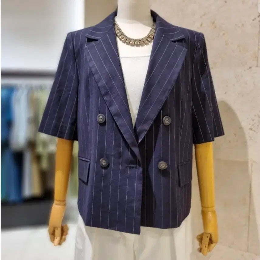 [BUNJANG] The Izzat Collection Linen Short Sleeve Jacket / 더아이잗컬렉션 린넨 반팔 자켓