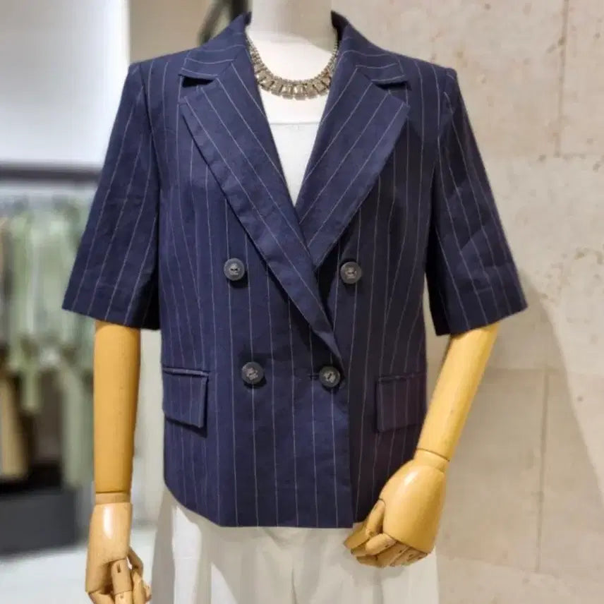 [BUNJANG] The Izzat Collection Linen Short Sleeve Jacket / 더아이잗컬렉션 린넨 반팔 자켓