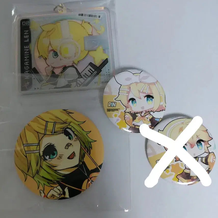 [BUNJANG] Rin &amp; Len Kagerou Project Can Badge Set with Acrylic Keychain / 린,렌 비공굿 캔뱃지