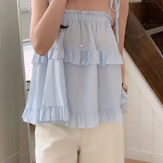 [BUNJANG] Ruffle Mini Skirt &amp; Cami Set / 캉캉 미니 스커트&amp;나시 4컬러