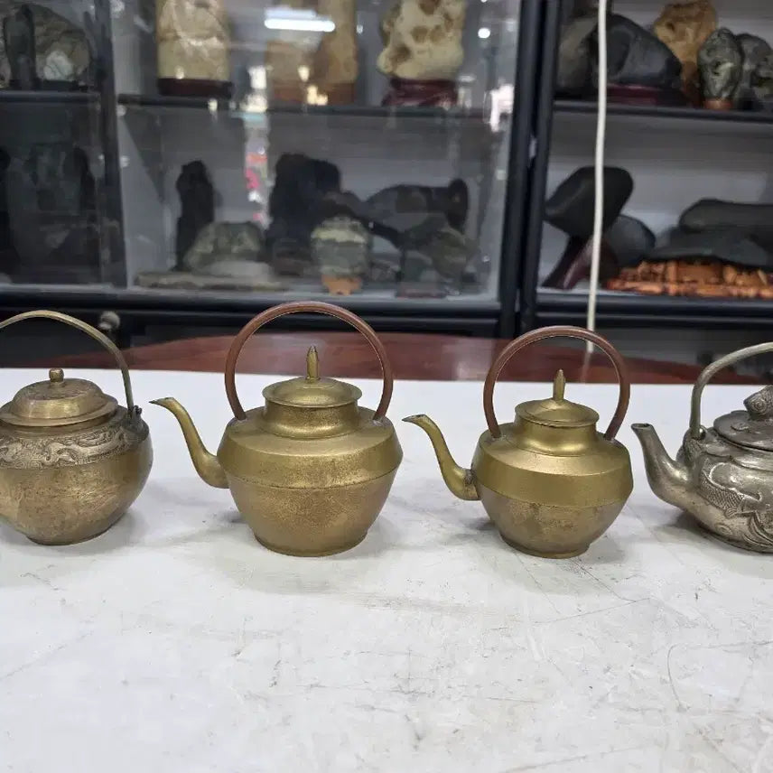 [BUNJANG] Vintage Copper and White Brass Teapot Set (4 pcs) / 동 주전자