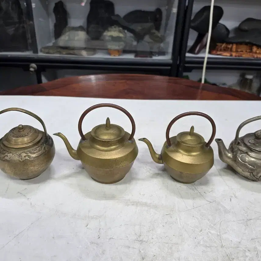 [BUNJANG] Vintage Copper and White Brass Teapot Set (4 pcs) / 동 주전자