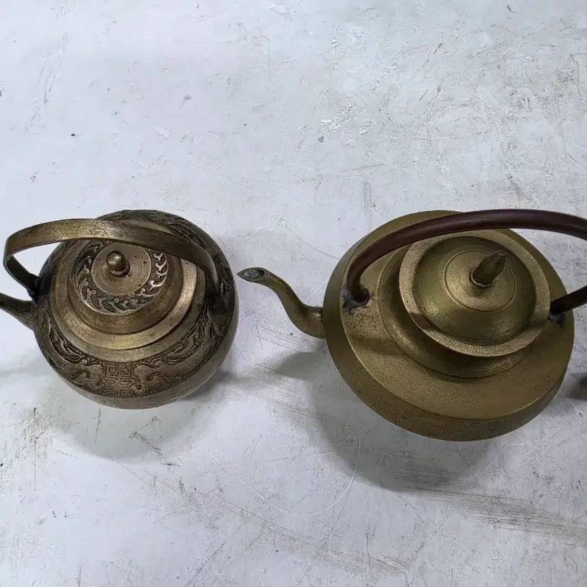 [BUNJANG] Vintage Copper and White Brass Teapot Set (4 pcs) / 동 주전자