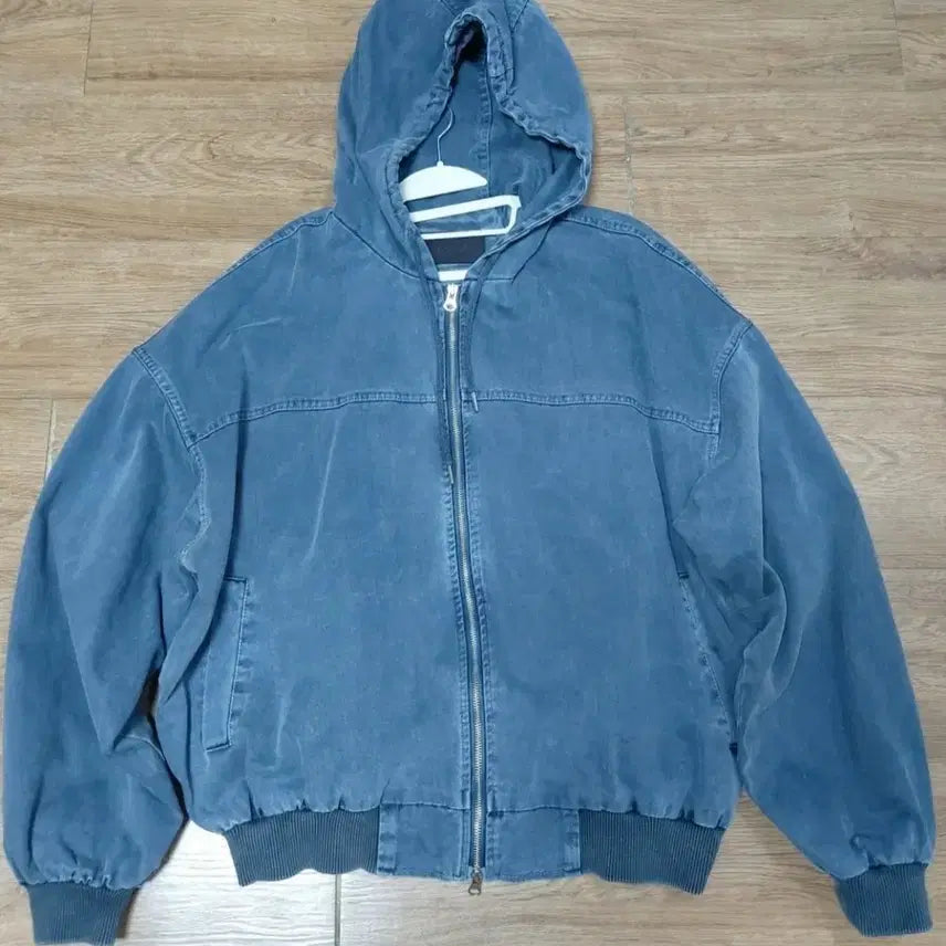 [BUNJANG] Shine Denim Pigment Washed Oversized Hooded Denim Jacket / 샤인데님 피그먼트 워싱 오버핏 후드 데님 자켓