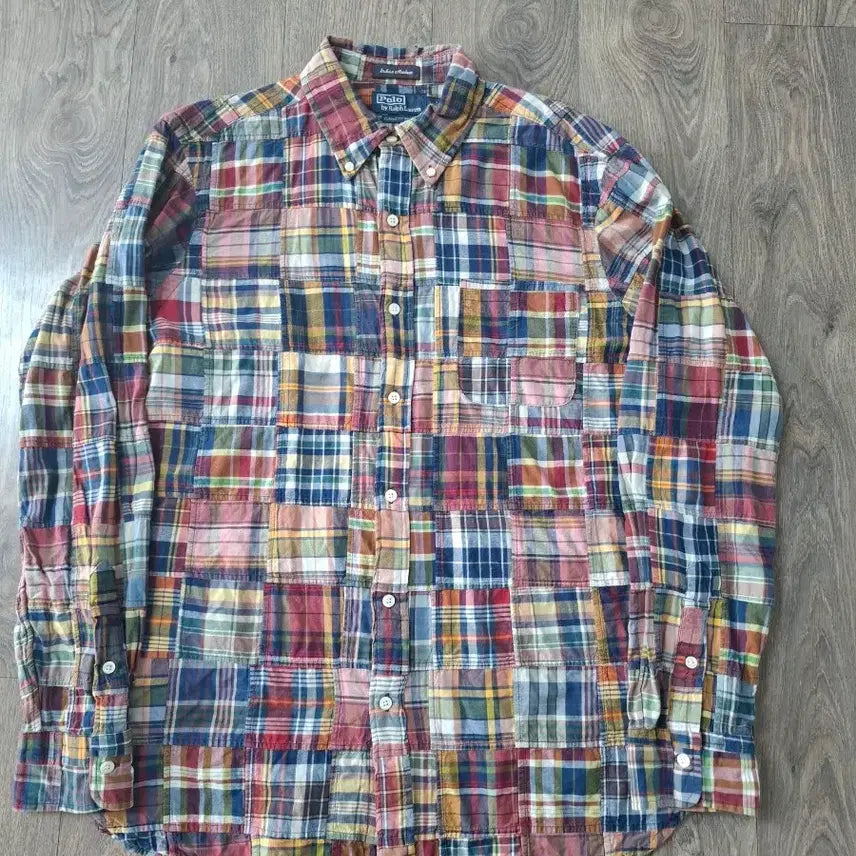 [BUNJANG] Polo Ralph Lauren Madras Patchwork Check Shirt / L 클래식핏 신형 폴로 랄프로렌 마드라스 패치워크 체크 셔츠 남방