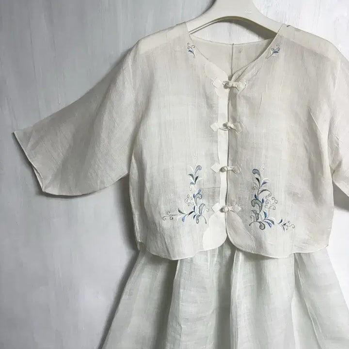 [BUNJANG] Ramie Embroidered Jeogori and Skirt Set / 모시 자수 저고리, 모시 치마(맞춤) 세트