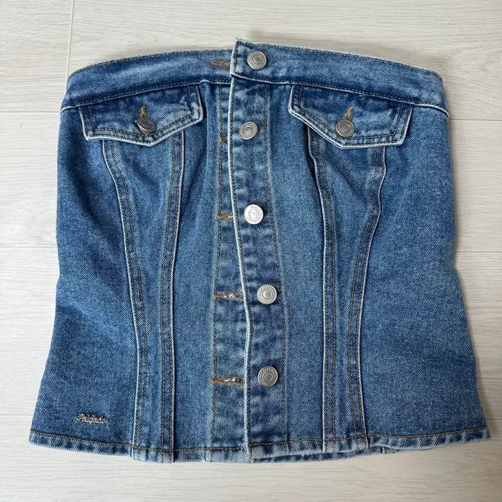 [BUNJANG] Pale JADE Denim Tube Top Blue Washing / 실사) 페일제이드 데님 튜브탑 블루워싱